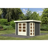 KARIBU Gartenhaus »Kerko 4«, Holz, BxHxT: 302 x 211 x 217 cm (Außenmaße inkl. Dachüberstand) – grau KARIBU Gartenhaus »Kerko 4«, Holz, BxHxT: 302 x 211 x 217 cm (Außenmaße inkl. Dachüberstand) – grau