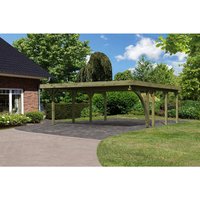 KARIBU Doppelcarport »Classic 2 Variante B inkl. einem Einfahrtsbogen«, Außenmaß BxT: 563 x 586 cm, natur – gruen KARIBU Doppelcarport »Classic 2 Variante B inkl. einem Einfahrtsbogen«, Außenmaß BxT: 563 x 586 cm, natur – gruen