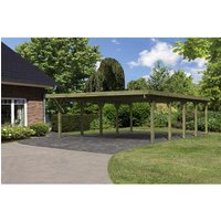 KARIBU Doppelcarport »Classic 3 Variante A«, Außenmaß BxT: 563 x 777,5 cm, natur – gruen KARIBU Doppelcarport »Classic 3 Variante A«, Außenmaß BxT: 563 x 777,5 cm, natur – gruen