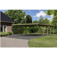 KARIBU Doppelcarport »Classic 3 Variante C inkl. zwei Einfahrtsbögen«, Außenmaß BxT: 563 x 777,5 cm, natur – gruen KARIBU Doppelcarport »Classic 3 Variante C inkl. zwei Einfahrtsbögen«, Außenmaß BxT: 563 x 777,5 cm, natur – gruen