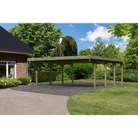 KARIBU Doppelcarport »Classic 2 Variante A«, Außenmaß BxT: 563 x 586 cm, natur – gruen KARIBU Doppelcarport »Classic 2 Variante A«, Außenmaß BxT: 563 x 586 cm, natur – gruen
