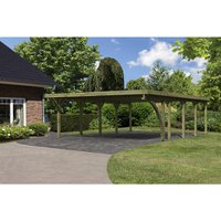 KARIBU Doppelcarport »Classic 3 Variante B inkl. einem Einfahrtsbogen«, Außenmaß BxT: 563 x 777,5 cm, natur – gruen KARIBU Doppelcarport »Classic 3 Variante B inkl. einem Einfahrtsbogen«, Außenmaß BxT: 563 x 777,5 cm, natur – gruen