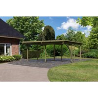 KARIBU Doppelcarport »Eco 1 Variante B«, Außenmaß BxT: 527 x 387 cm, natur – gruen KARIBU Doppelcarport »Eco 1 Variante B«, Außenmaß BxT: 527 x 387 cm, natur – gruen