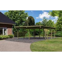 KARIBU Doppelcarport »Eco 2 Variante B«, Außenmaß BxT: 527 x 576 cm, natur – gruen KARIBU Doppelcarport »Eco 2 Variante B«, Außenmaß BxT: 527 x 576 cm, natur – gruen