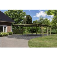 KARIBU Doppelcarport »Eco 2 Variante C«, Außenmaß BxT: 527 x 576 cm, natur – gruen KARIBU Doppelcarport »Eco 2 Variante C«, Außenmaß BxT: 527 x 576 cm, natur – gruen