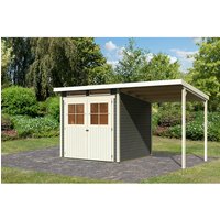 KARIBU Gartenhaus »Glücksburg«, mit Anbaudach, terragrau, BxHxT: 213 x 220 x 236 cm (Außenmaße inkl. Dachüberstand) |  Holz  |  4,45 m² KARIBU Gartenhaus »Glücksburg«, mit Anbaudach, terragrau, BxHxT: 213 x 220 x 236 cm (Außenmaße inkl. Dachüberstand) |  Holz  |  4,45 m²