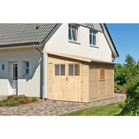 KARIBU Gartenhaus »Bomlitz«, naturbelassen, BxHxT: 238 x 243 x 301 cm (Außenmaße inkl. Dachüberstand) – braun KARIBU Gartenhaus »Bomlitz«, naturbelassen, BxHxT: 238 x 243 x 301 cm (Außenmaße inkl. Dachüberstand) – braun