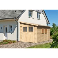 KARIBU Gartenhaus »Bomlitz «, naturbelassen, BxHxT: 238 x 243 x 388 cm (Außenmaße inkl. Dachüberstand) – braun KARIBU Gartenhaus »Bomlitz «, naturbelassen, BxHxT: 238 x 243 x 388 cm (Außenmaße inkl. Dachüberstand) – braun