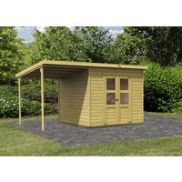 KARIBU Gartenhaus »Merseburg im Set«, Holz, BxHxT: 415 x 219 x 244 cm (Außenmaße inkl. Dachüberstand) – beige KARIBU Gartenhaus »Merseburg im Set«, Holz, BxHxT: 415 x 219 x 244 cm (Außenmaße inkl. Dachüberstand) – beige