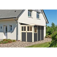 KARIBU Gartenhaus »Wandlitz«, terragrau, BxHxT: 181 x 230 x 320 cm (Außenmaße inkl. Dachüberstand) KARIBU Gartenhaus »Wandlitz«, terragrau, BxHxT: 181 x 230 x 320 cm (Außenmaße inkl. Dachüberstand)