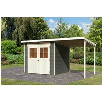 KARIBU Gartenhaus »Glücksburg«, mit Anbaudach, terragrau, BxHxT: 242 x 220 x 236 cm (Außenmaße inkl. Dachüberstand) |  Holz  |  5,07 m² KARIBU Gartenhaus »Glücksburg«, mit Anbaudach, terragrau, BxHxT: 242 x 220 x 236 cm (Außenmaße inkl. Dachüberstand) |  Holz  |  5,07 m²