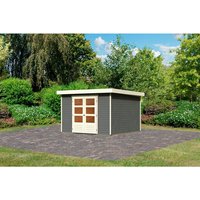 KARIBU Gartenhaus »Askola«, Holz, BxHxT: 302 x 216 x 306 cm (Außenmaße inkl. Dachüberstand) – grau KARIBU Gartenhaus »Askola«, Holz, BxHxT: 302 x 216 x 306 cm (Außenmaße inkl. Dachüberstand) – grau