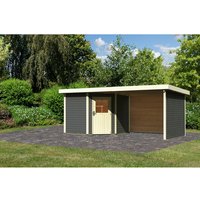KARIBU Gartenhaus »Neuruppin«, Holz, BxHxT: 535 x 222 x 244 cm (Außenmaße) – grau KARIBU Gartenhaus »Neuruppin«, Holz, BxHxT: 535 x 222 x 244 cm (Außenmaße) – grau