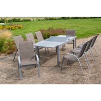 MERXX Gartenmöbelset »Amalfi«, 8 Sitzplätze, Aluminium/Textil – silberfarben MERXX Gartenmöbelset »Amalfi«, 8 Sitzplätze, Aluminium/Textil – silberfarben