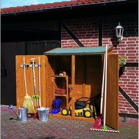 PROMADINO Geräteschrank, BxHxT: 149 x 164 x 77 cm, braun, Kiefernholz PROMADINO Geräteschrank, BxHxT: 149 x 164 x 77 cm, braun, Kiefernholz