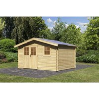 KARIBU Gartenhaus »Felsenau 5«, Holz, BxHxT: 387 x 241 x 297 cm (Außenmaße inkl. Dachüberstand) – beige KARIBU Gartenhaus »Felsenau 5«, Holz, BxHxT: 387 x 241 x 297 cm (Außenmaße inkl. Dachüberstand) – beige