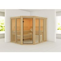 KARIBU Sauna »Aamse 3«, BxHxT:231 x 198 x 196 cm, ohne Dachkranz – beige KARIBU Sauna »Aamse 3«, BxHxT:231 x 198 x 196 cm, ohne Dachkranz – beige