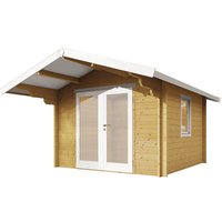 WOLFF FINNHAUS Gartenhaus »Bergen«, BxT: 360 x 395 cm (Aufstellmaße), Satteldach – braun Rabatt: 8 %  – 14.22 qm WOLFF FINNHAUS Gartenhaus »Bergen«, BxT: 360 x 395 cm (Aufstellmaße), Satteldach – braun Rabatt: 8 %  – 14.22 qm