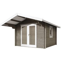 WOLFF FINNHAUS Gartenhaus »Bergen«, BxT: 360 x 450 cm (Aufstellmaße), Satteldach – grau Rabatt: 8 %  – 16.2 qm WOLFF FINNHAUS Gartenhaus »Bergen«, BxT: 360 x 450 cm (Aufstellmaße), Satteldach – grau Rabatt: 8 %  – 16.2 qm