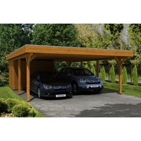 SKANHOLZ Carport »Spessart«, BxT: 611 x 846 cm, Firsthöhe: 258 cm, lasiert – beige SKANHOLZ Carport »Spessart«, BxT: 611 x 846 cm, Firsthöhe: 258 cm, lasiert – beige