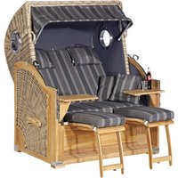 SUNNY SMART Strandkorb »Rustikal«, BxHxT: 140 x 160 x 95 cm, Dreiviertelllieger, weiß/teak – weiss SUNNY SMART Strandkorb »Rustikal«, BxHxT: 140 x 160 x 95 cm, Dreiviertelllieger, weiß/teak – weiss