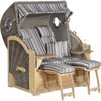 SUNNY SMART Strandkorb »Rustikal«, BxHxT: 140 x 160 x 95 cm, Dreiviertelllieger, basaltgrau/teak – beige SUNNY SMART Strandkorb »Rustikal«, BxHxT: 140 x 160 x 95 cm, Dreiviertelllieger, basaltgrau/teak – beige