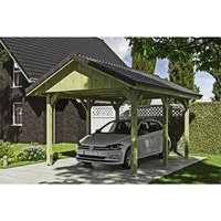 SKANHOLZ Carport »Wallgau«, BxT: 380 x 500 cm, Firsthöhe: 313 cm, imprägniert – gruen SKANHOLZ Carport »Wallgau«, BxT: 380 x 500 cm, Firsthöhe: 313 cm, imprägniert – gruen