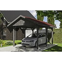 SKANHOLZ Carport »Wallgau«, BxT: 380 x 500 cm, Firsthöhe: 313 cm, lasiert – grau SKANHOLZ Carport »Wallgau«, BxT: 380 x 500 cm, Firsthöhe: 313 cm, lasiert – grau