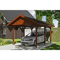 SKANHOLZ Carport »Wallgau«, BxT: 380 x 500 cm, Firsthöhe: 313 cm, lasiert – braun SKANHOLZ Carport »Wallgau«, BxT: 380 x 500 cm, Firsthöhe: 313 cm, lasiert – braun