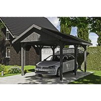 SKANHOLZ Carport »Wallgau«, BxT: 380 x 500 cm, Firsthöhe: 313 cm, lasiert – grau SKANHOLZ Carport »Wallgau«, BxT: 380 x 500 cm, Firsthöhe: 313 cm, lasiert – grau