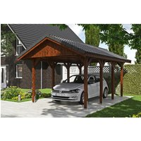 SKANHOLZ Carport »Wallgau«, BxT: 380 x 600 cm, Firsthöhe: 313 cm, lasiert – braun SKANHOLZ Carport »Wallgau«, BxT: 380 x 600 cm, Firsthöhe: 313 cm, lasiert – braun