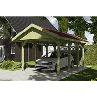 SKANHOLZ Carport »Wallgau«, BxT: 380 x 600 cm, Firsthöhe: 313 cm, imprägniert – gruen SKANHOLZ Carport »Wallgau«, BxT: 380 x 600 cm, Firsthöhe: 313 cm, imprägniert – gruen