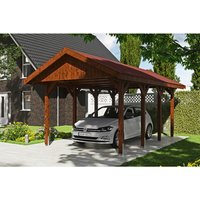 SKANHOLZ Carport »Wallgau«, BxT: 380 x 600 cm, Firsthöhe: 313 cm, lasiert – braun SKANHOLZ Carport »Wallgau«, BxT: 380 x 600 cm, Firsthöhe: 313 cm, lasiert – braun