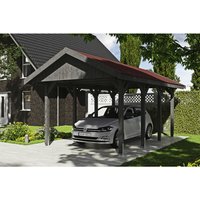 SKANHOLZ Carport »Wallgau«, BxT: 380 x 600 cm, Firsthöhe: 313 cm, lasiert – grau SKANHOLZ Carport »Wallgau«, BxT: 380 x 600 cm, Firsthöhe: 313 cm, lasiert – grau