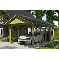 SKANHOLZ Carport »Wallgau«, BxT: 380 x 750 cm, Firsthöhe: 313 cm, imprägniert – gruen SKANHOLZ Carport »Wallgau«, BxT: 380 x 750 cm, Firsthöhe: 313 cm, imprägniert – gruen