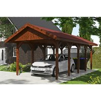SKANHOLZ Carport »Wallgau«, BxT: 380 x 750 cm, Firsthöhe: 313 cm, lasiert – braun SKANHOLZ Carport »Wallgau«, BxT: 380 x 750 cm, Firsthöhe: 313 cm, lasiert – braun