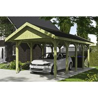 SKANHOLZ Carport »Wallgau«, BxT: 380 x 750 cm, Firsthöhe: 313 cm, imprägniert – gruen SKANHOLZ Carport »Wallgau«, BxT: 380 x 750 cm, Firsthöhe: 313 cm, imprägniert – gruen