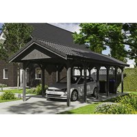SKANHOLZ Carport »Wallgau«, BxT: 380 x 900 cm, Firsthöhe: 313 cm, lasiert – grau SKANHOLZ Carport »Wallgau«, BxT: 380 x 900 cm, Firsthöhe: 313 cm, lasiert – grau