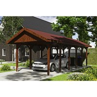SKANHOLZ Carport »Wallgau«, BxT: 380 x 900 cm, Firsthöhe: 313 cm, lasiert – braun SKANHOLZ Carport »Wallgau«, BxT: 380 x 900 cm, Firsthöhe: 313 cm, lasiert – braun