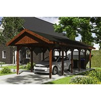 SKANHOLZ Carport »Wallgau«, BxT: 380 x 900 cm, Firsthöhe: 313 cm, lasiert – braun SKANHOLZ Carport »Wallgau«, BxT: 380 x 900 cm, Firsthöhe: 313 cm, lasiert – braun