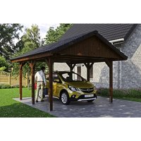 SKANHOLZ Carport »Wallgau«, BxT: 430 x 500 cm, Firsthöhe: 326 cm, lasiert – braun SKANHOLZ Carport »Wallgau«, BxT: 430 x 500 cm, Firsthöhe: 326 cm, lasiert – braun
