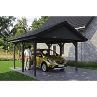 SKANHOLZ Carport »Wallgau«, BxT: 430 x 500 cm, Firsthöhe: 326 cm, lasiert – grau SKANHOLZ Carport »Wallgau«, BxT: 430 x 500 cm, Firsthöhe: 326 cm, lasiert – grau