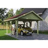 SKANHOLZ Carport »Wallgau«, BxT: 430 x 500 cm, Firsthöhe: 326 cm, imprägniert – gruen SKANHOLZ Carport »Wallgau«, BxT: 430 x 500 cm, Firsthöhe: 326 cm, imprägniert – gruen