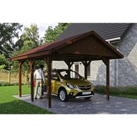 SKANHOLZ Carport »Wallgau«, BxT: 430 x 500 cm, Firsthöhe: 326 cm, lasiert – braun SKANHOLZ Carport »Wallgau«, BxT: 430 x 500 cm, Firsthöhe: 326 cm, lasiert – braun