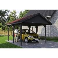 SKANHOLZ Carport »Wallgau«, BxT: 430 x 500 cm, Firsthöhe: 326 cm, lasiert – grau SKANHOLZ Carport »Wallgau«, BxT: 430 x 500 cm, Firsthöhe: 326 cm, lasiert – grau
