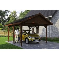 SKANHOLZ Carport »Wallgau«, BxT: 430 x 500 cm, Firsthöhe: 326 cm, lasiert – braun SKANHOLZ Carport »Wallgau«, BxT: 430 x 500 cm, Firsthöhe: 326 cm, lasiert – braun