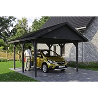 SKANHOLZ Carport »Wallgau«, BxT: 430 x 500 cm, Firsthöhe: 326 cm, lasiert – grau SKANHOLZ Carport »Wallgau«, BxT: 430 x 500 cm, Firsthöhe: 326 cm, lasiert – grau