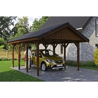 SKANHOLZ Carport »Wallgau«, BxT: 430 x 600 cm, Firsthöhe: 326 cm, lasiert – braun SKANHOLZ Carport »Wallgau«, BxT: 430 x 600 cm, Firsthöhe: 326 cm, lasiert – braun
