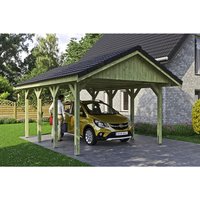 SKANHOLZ Carport »Wallgau«, BxT: 430 x 600 cm, Firsthöhe: 326 cm, imprägniert – gruen SKANHOLZ Carport »Wallgau«, BxT: 430 x 600 cm, Firsthöhe: 326 cm, imprägniert – gruen