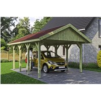 SKANHOLZ Carport »Wallgau«, BxT: 430 x 600 cm, Firsthöhe: 326 cm, imprägniert – gruen SKANHOLZ Carport »Wallgau«, BxT: 430 x 600 cm, Firsthöhe: 326 cm, imprägniert – gruen